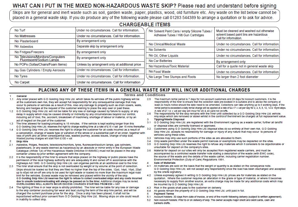 Skip Hire Burton on Trent Golding Skip